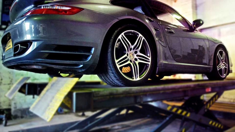 Porsche 997 undergoing a service and diagnostic checks