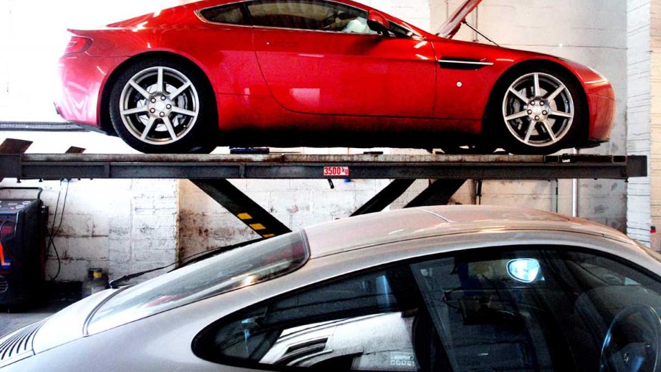 Aston Martin Vantage V8 visits Devon for service and repair at specialist