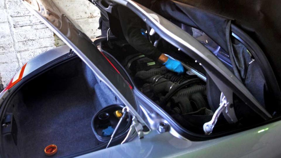 Boxster hood moved to service position
